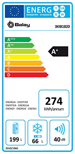 Frigorífico combi - Balay 3KIB1820, Integrable, LED, 275L, 177cm, Blanco