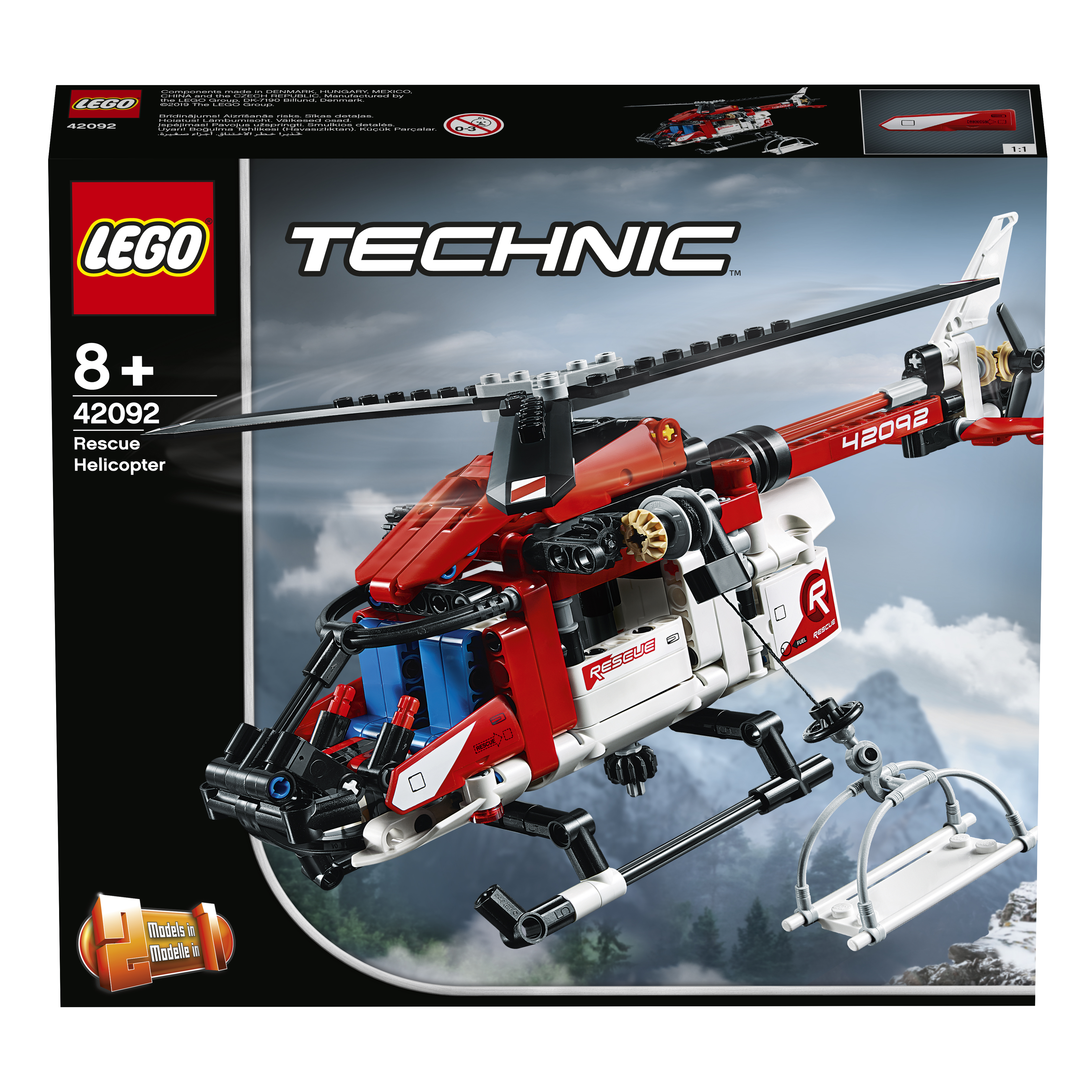 LEGO 42092 Rettungshubschrauber Bausatz, Mehrfarbig