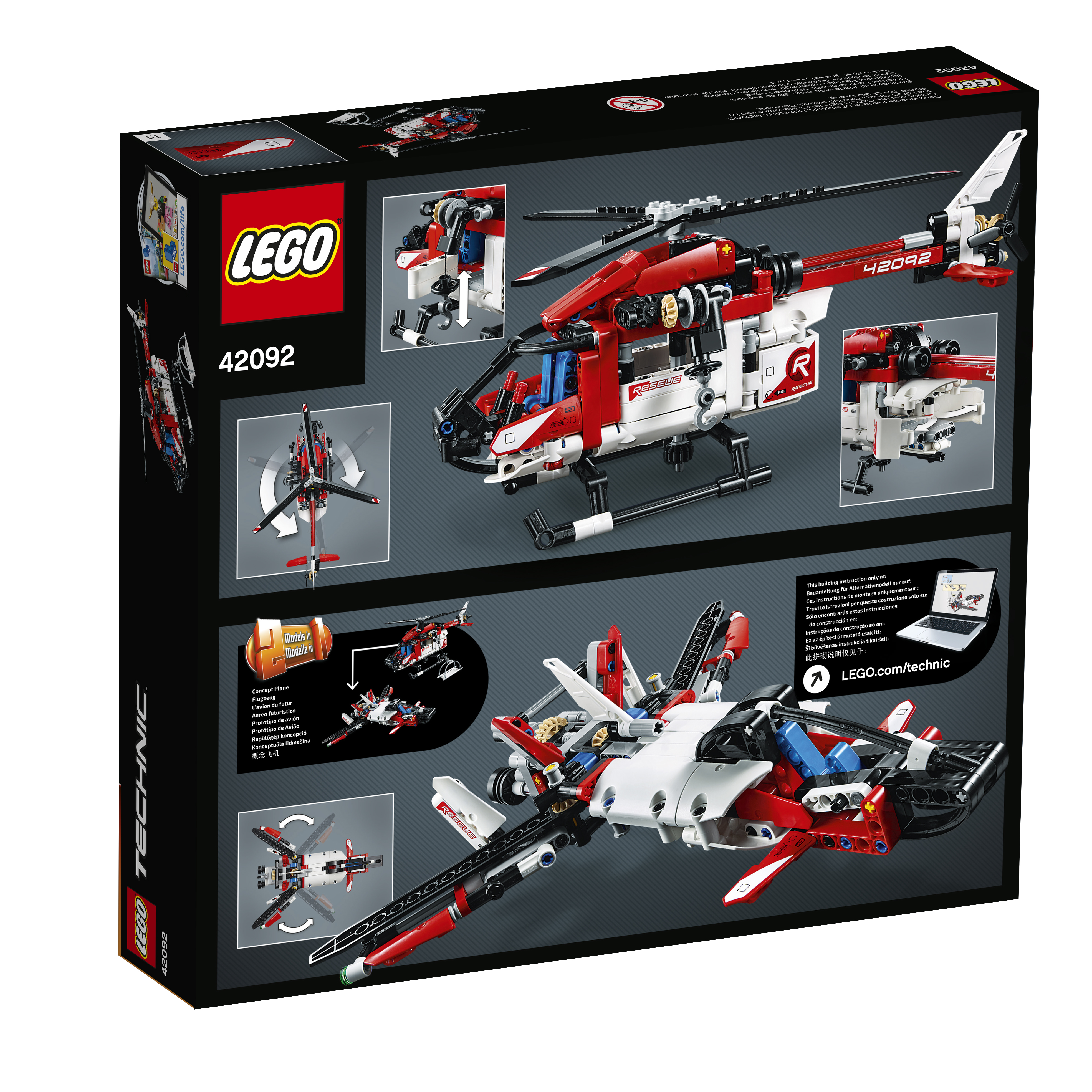 LEGO 42092 Rettungshubschrauber Bausatz, Mehrfarbig