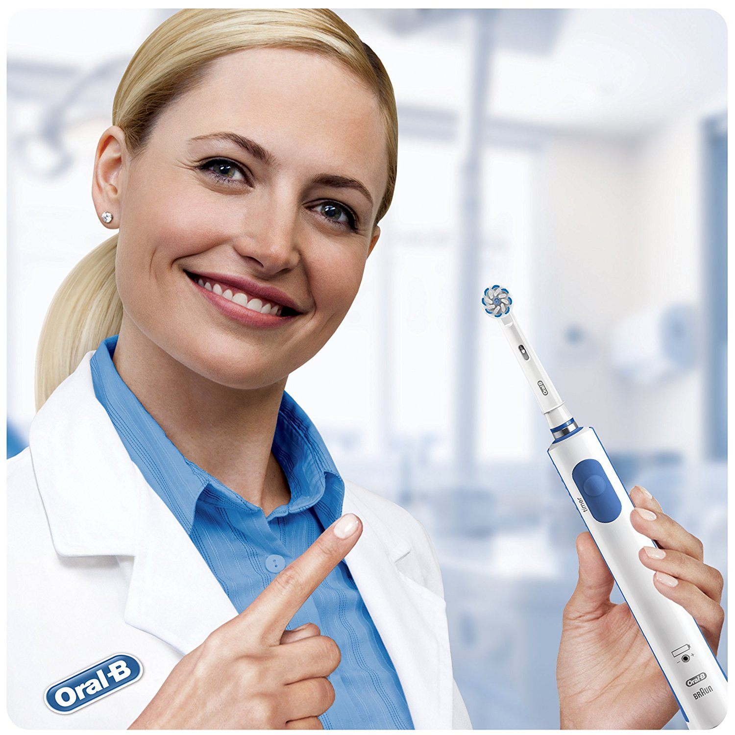 Cepillo Eléctrico - Oral B PRO 600 SensiClean, Tecnología 3D, Temporizador
