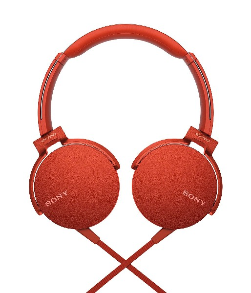 Auriculares - Sony MDR-XB550APB.CE7, EXTRA BASS, Manos Libres, Rojo