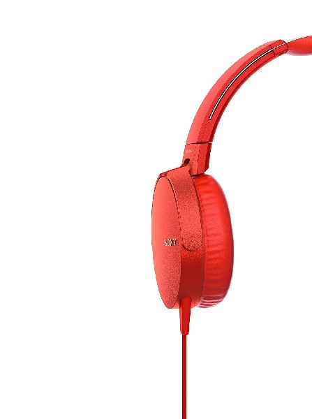 Auriculares - Sony MDR-XB550APB.CE7, EXTRA BASS, Manos Libres, Rojo
