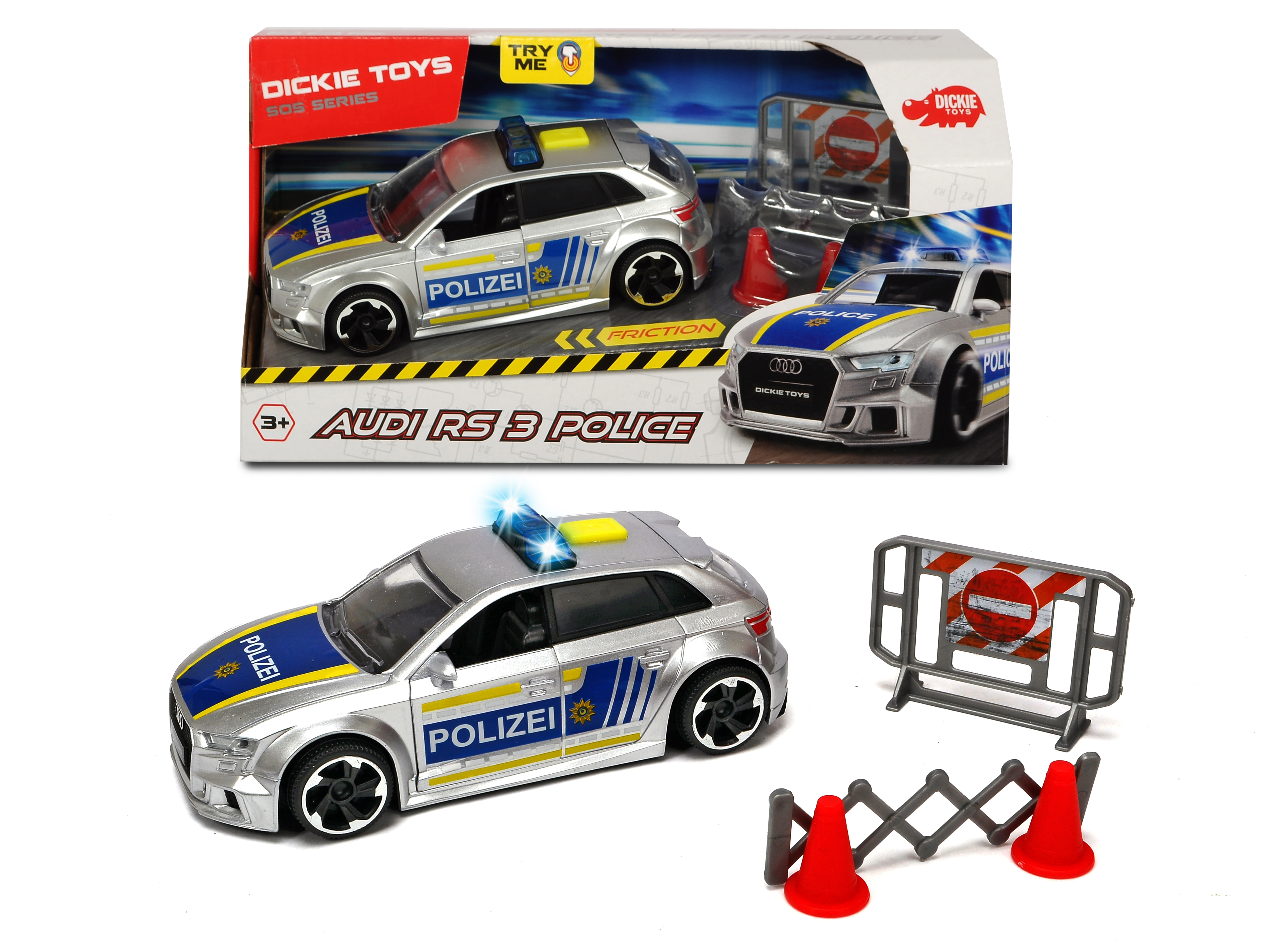 DICKIE-TOYS Audi Spielzeugauto Silber RS3 Polizei