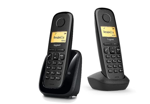 Teléfono  Gigaset A180, Duo, Pantalla 1.5, 50 contactos, Identificador  llamadas, Rellamada, Negro