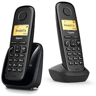 Teléfono - Gigaset A180, Duo, Pantalla 1.5", 50 contactos, Identificador llamadas, Rellamada, Negro