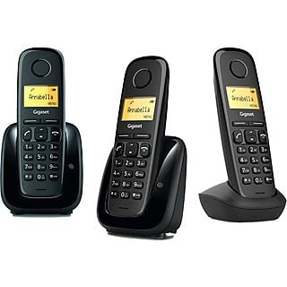 Teléfono - Gigaset A180, Trio, Pantalla 1.5", 50 contactos, Identificador llamadas, Rellamada, Negro