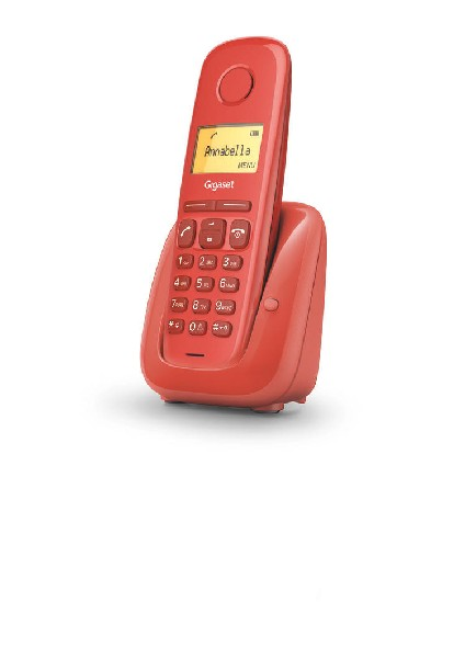Teléfono - Gigaset A180, Pantalla 1.5", 50 contactos, Identificador llamadas, Rellamada, Rojo