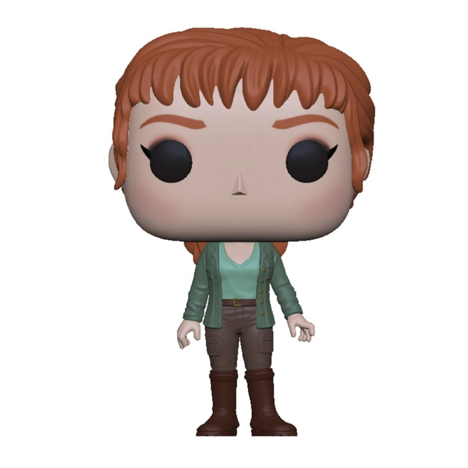 Figura Funko Pop de una mujer con ropa verde y marrón.