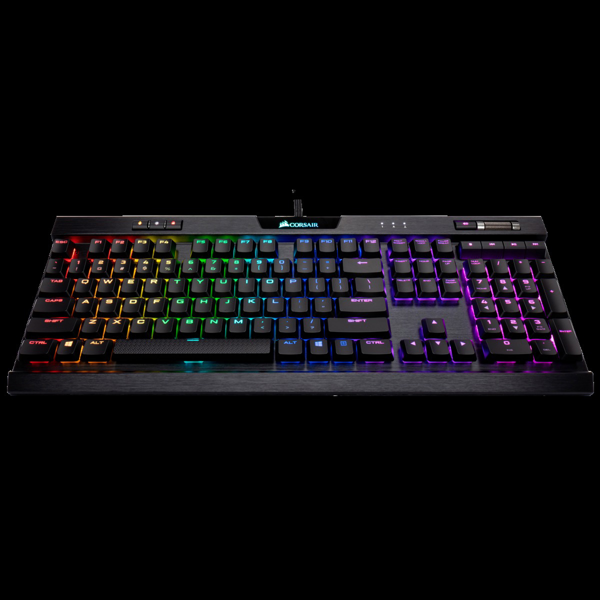 CORSAIR K70 RGB MK.2 LOW PROFILE RAPIDFIRE, Gaming Tastatur, Mechanisch, Cherry MX Low Profile, kabelgebunden, Schwarz