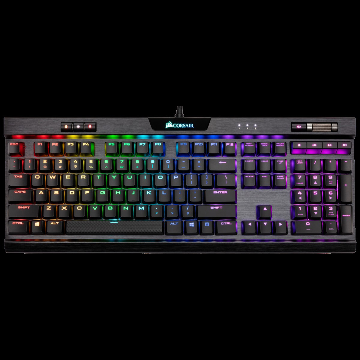 CORSAIR K70 RGB MK.2 LOW PROFILE RAPIDFIRE, Gaming Tastatur, Mechanisch, Cherry MX Low Profile, kabelgebunden, Schwarz