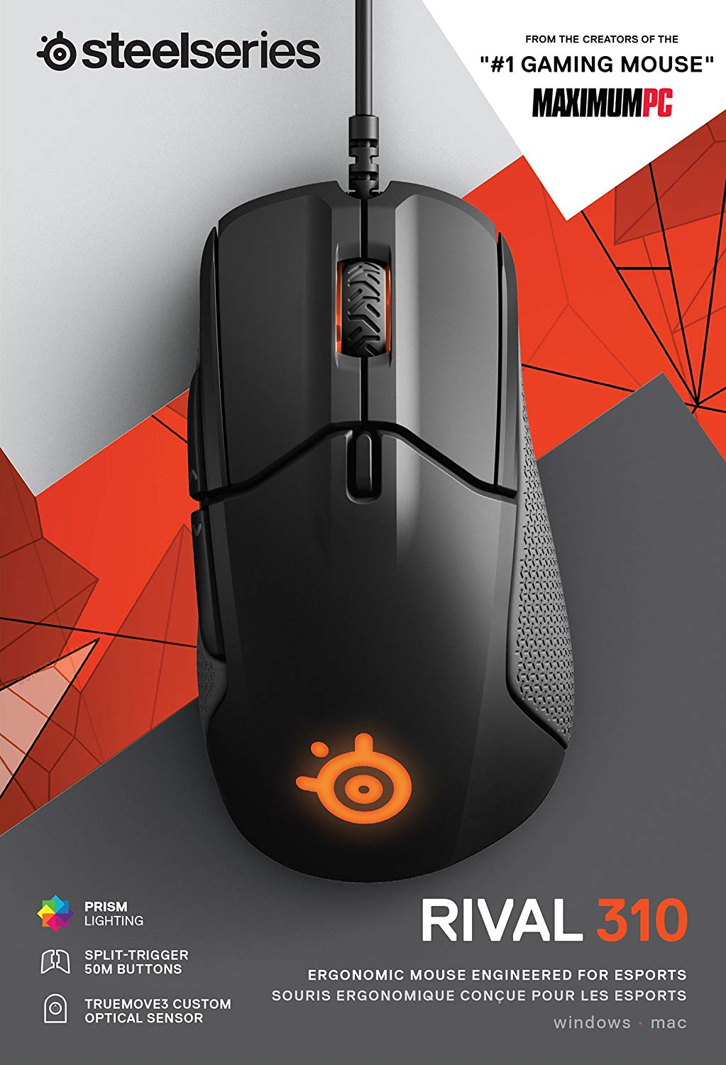 Ratón gaming - SteelSeries Rival 310, Óptico, Retroiluminado, Memoria integrada, Negro