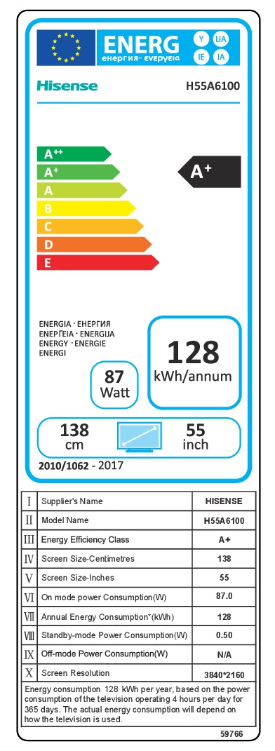 TV LED 55" - Hisense H55A6100 Ultra HD 4K - HDR - Precision Colour -  Smart TV - VIDAA U