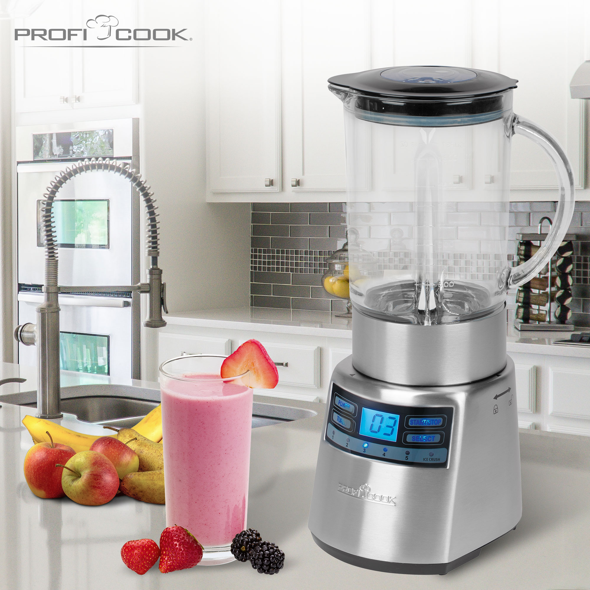 PROFICOOK PC-UM 1006 Standmixer Silber (1200 Watt, 1.8 l)