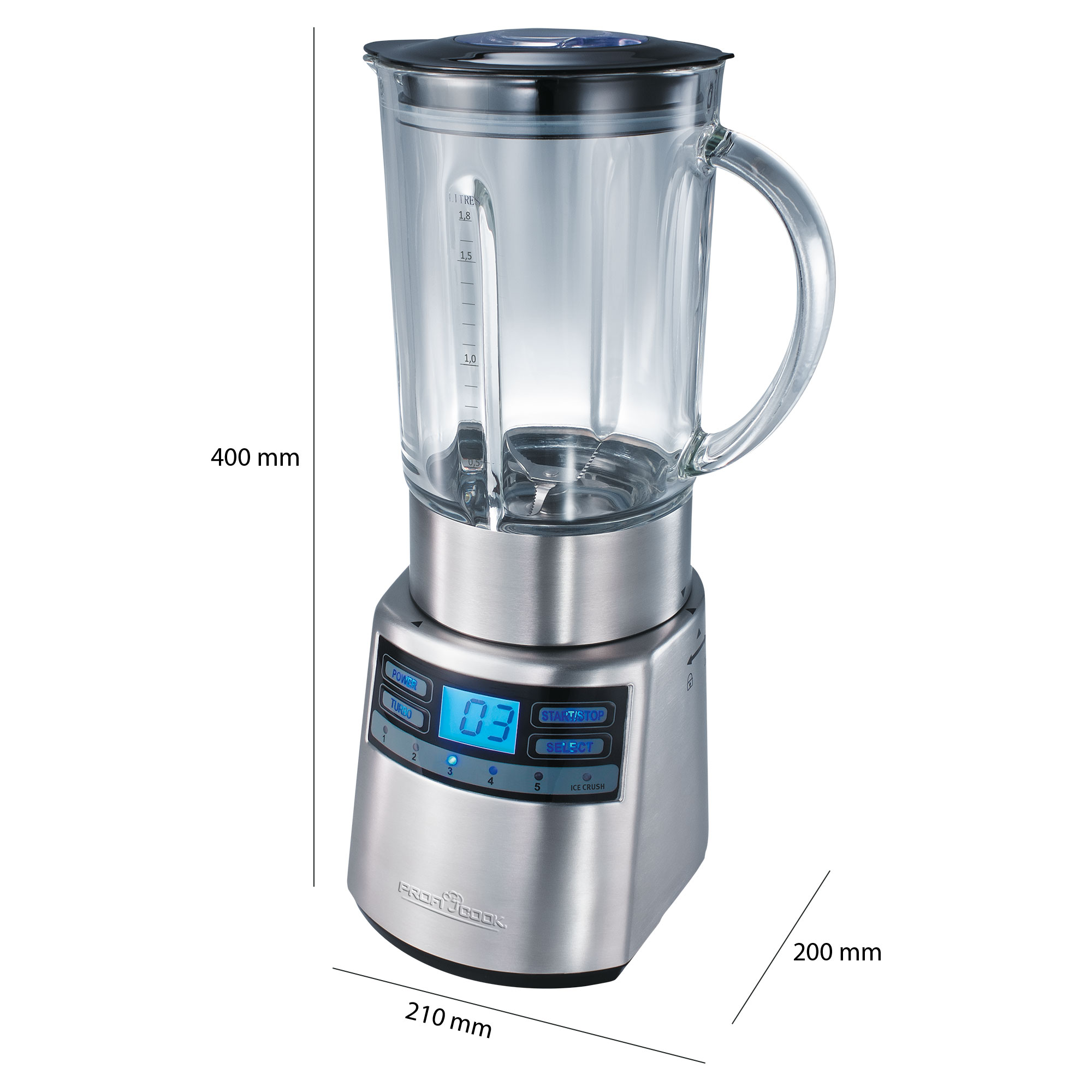 PROFICOOK PC-UM 1006 Standmixer Silber (1200 Watt, 1.8 l)