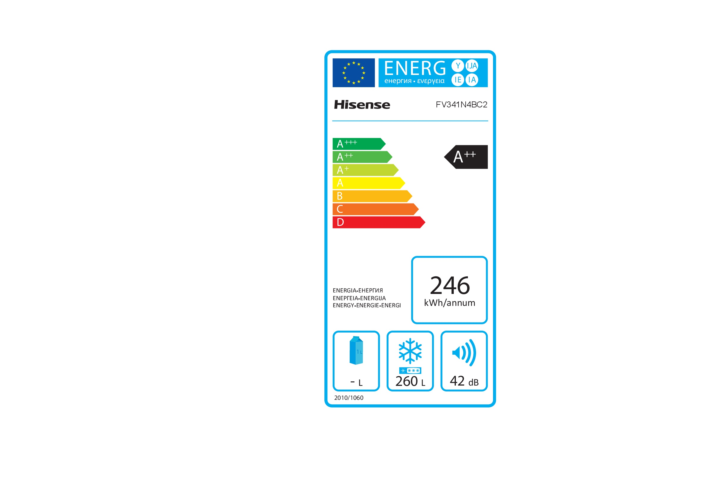 Congelador vertical - Hisense FV341N4BC2, Total No Frost, Inox