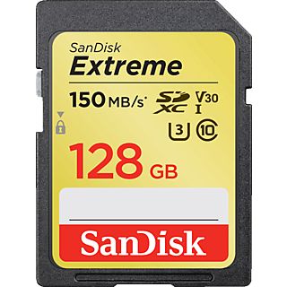 SANDISK Extreme UHS-I U3 150MB/S CL10 - SDXC-Cartes mémoire  (128 GB, 150 MB/s, Noir)