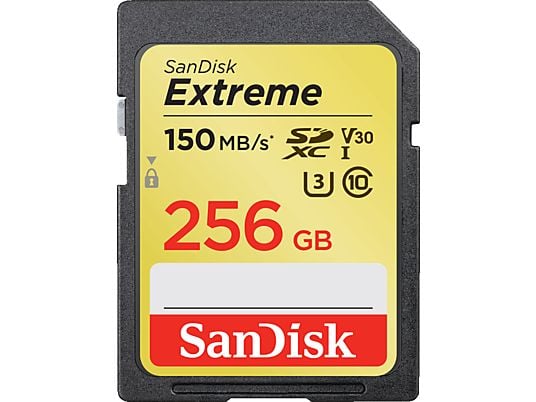 SANDISK Extreme UHS-I U3 150MB/S CL10 - SDXC-Speicherkarte  (256 GB, 150 MB/s, Schwarz)