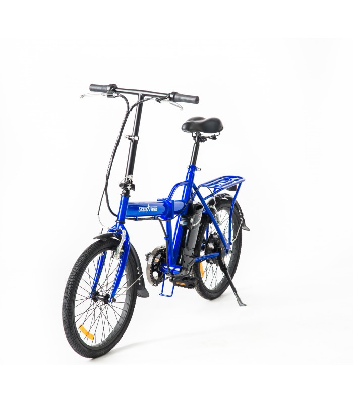 Bicicleta eléctrica - Skate Flash SK E-Bike, 250W, Hasta 30 Km/h, Autonomía 30 Km, Plegable, Azul