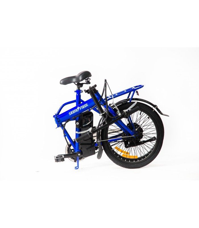 Bicicleta eléctrica - Skate Flash SK E-Bike, 250W, Hasta 30 Km/h, Autonomía 30 Km, Plegable, Azul