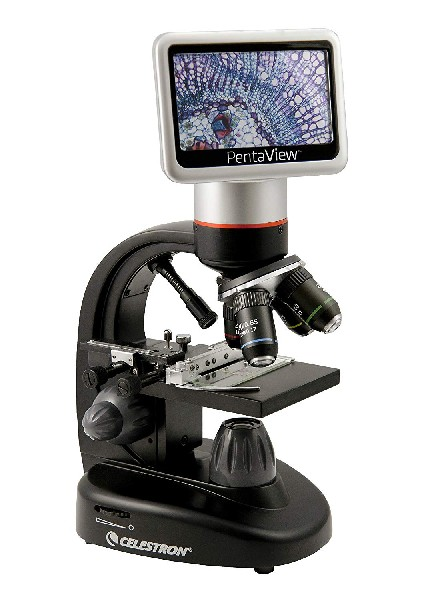 Microscopio - Celestron Digital Pentaview, 40x-600x (hasta 2400x), LCD táctil 4.3", Cámara 5MP