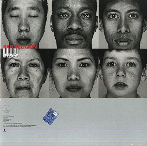 Albumcover mit Gesichtern und dem Text 'Bad Religion'.