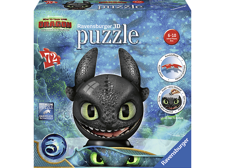 RAVENSBURGER Dragons 3 Ohnezahn mit Ohren 3D Puzzle