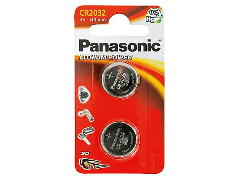 Pila botón - Panasonic CR-2032EP/2B, Alcalino, 3V, Litio