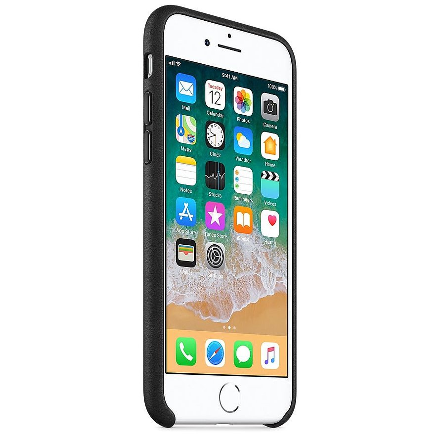 Funda - Apple Leather case MQH92ZM/A, Para iPhone 7 y 8, Negro