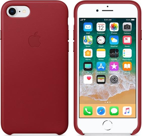 Funda - Apple MQHA2ZM/A, para iPhone 8, Piel, Rojo