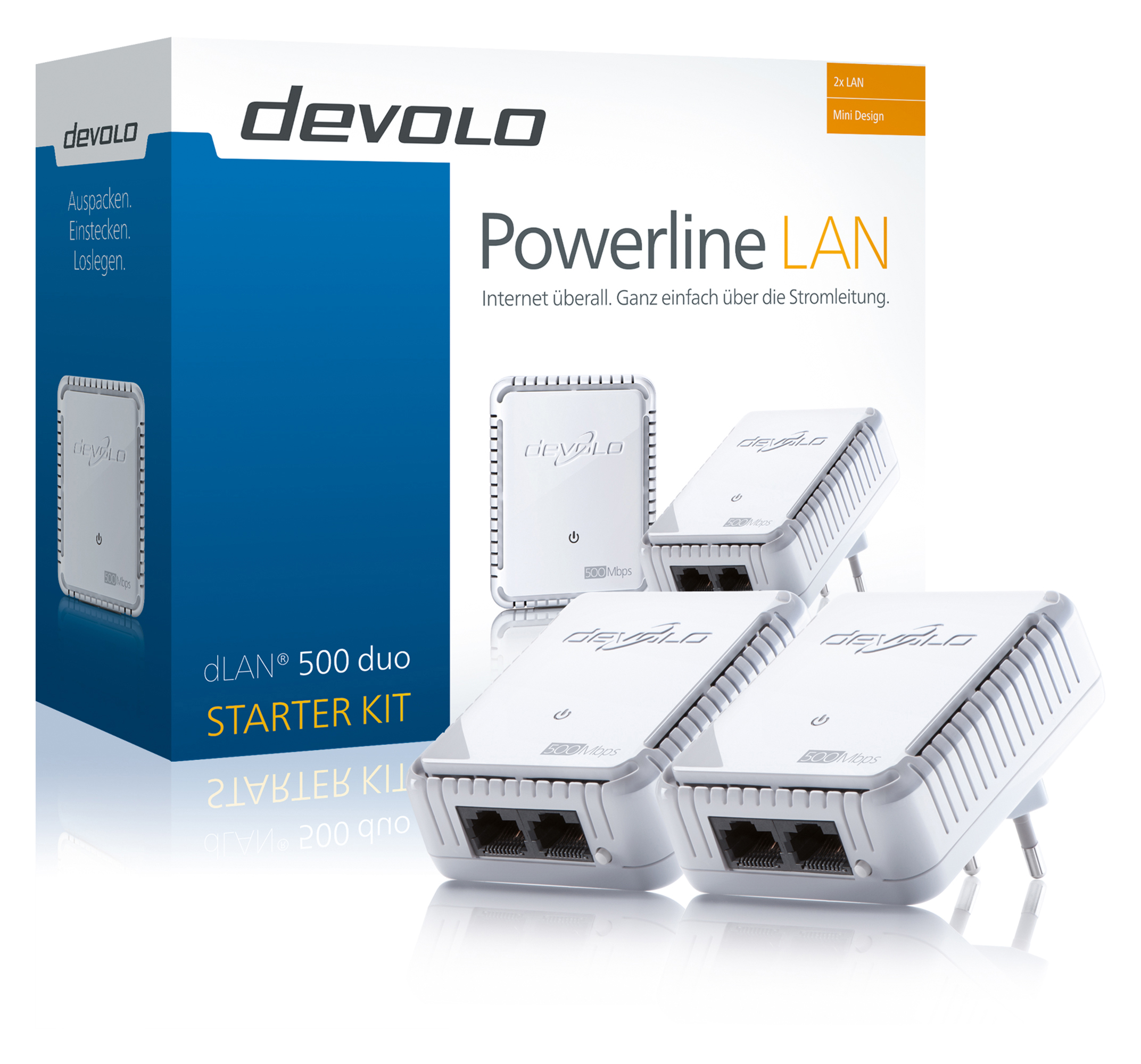 DEVOLO 9102 dLAN® 500 duo Starter Kit Powerline Adapter 500 Mbit/s kabelgebunden