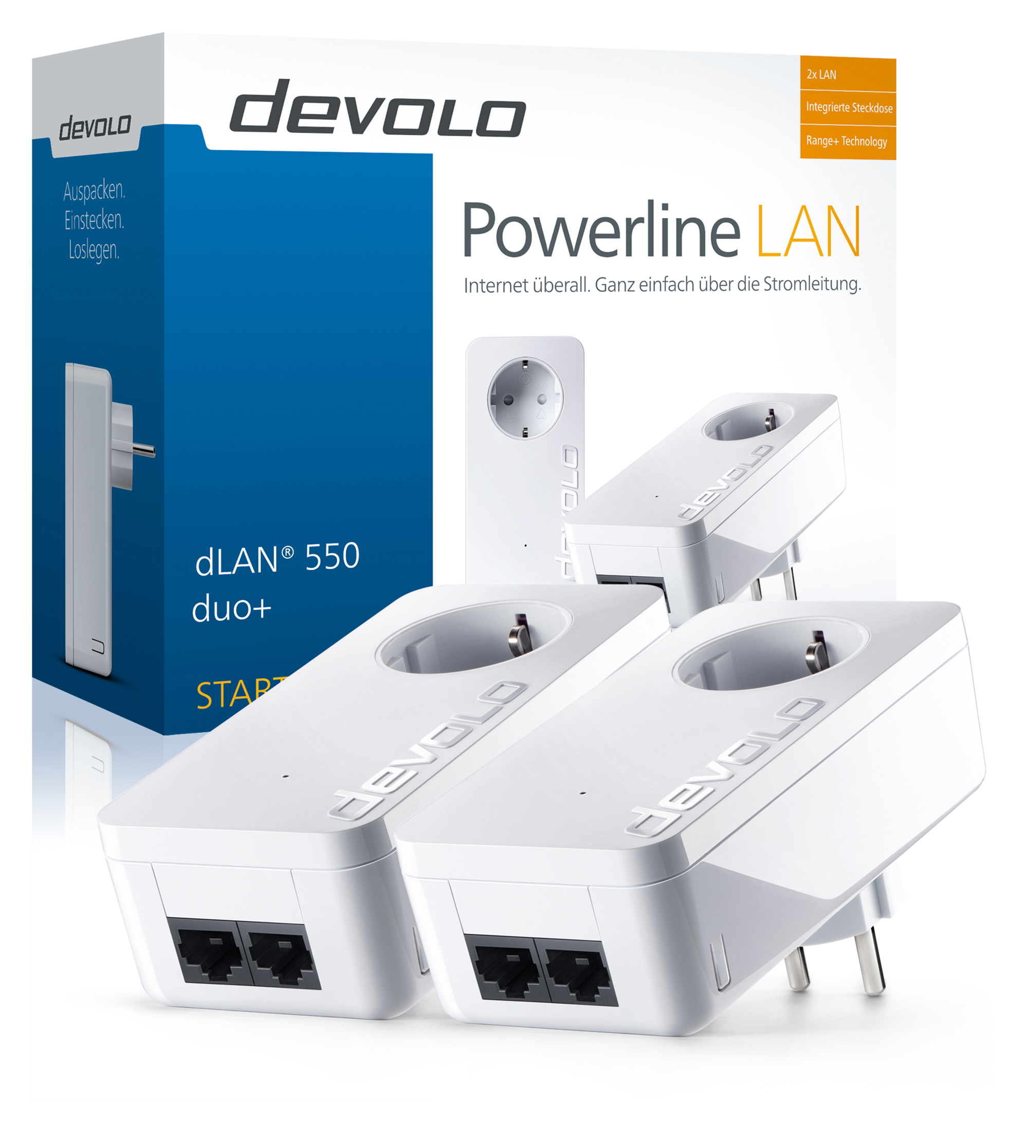 DEVOLO devolo 9297 dLAN® 550 duo+ Starter Kit Powerline Powerline Adapter 500 Mbit/s kabelgebunden