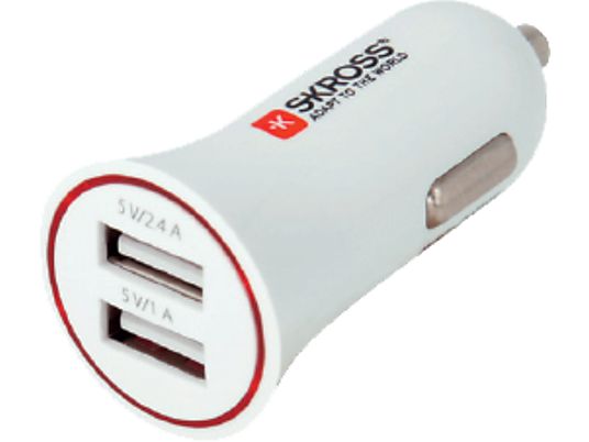 SKROSS Midget Dual USB Car Charger - Caricabatterie per autoveicoli (Bianco)
