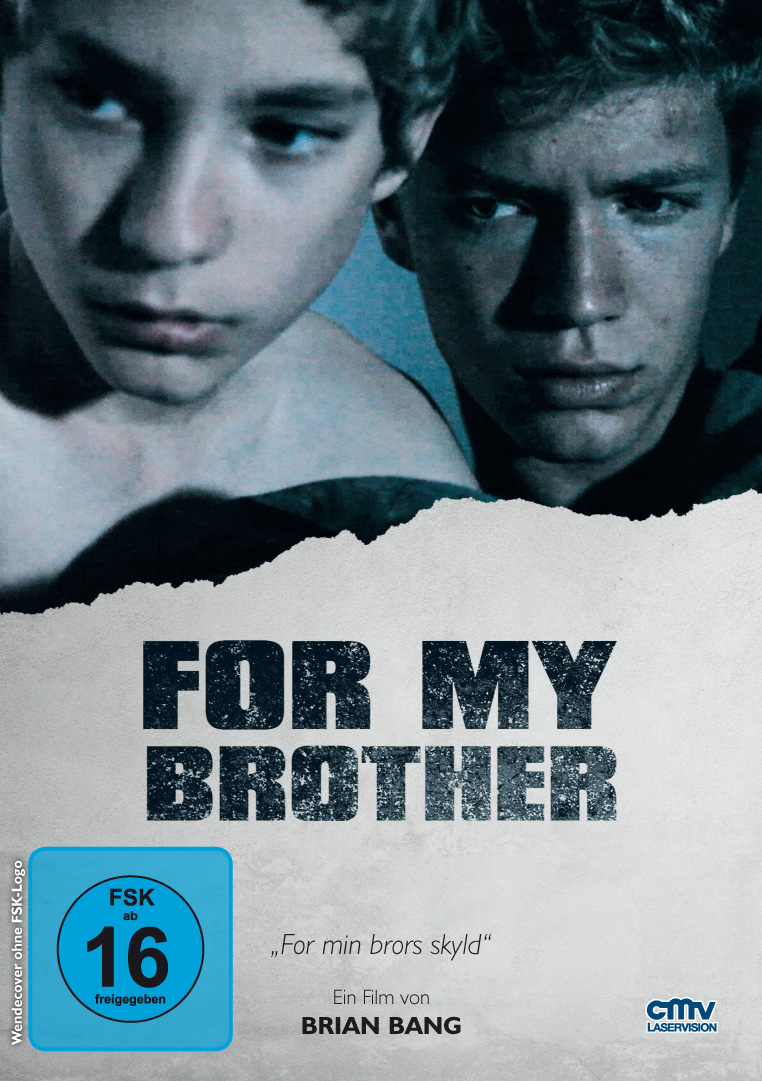 Filmposter. Zwei junge Männer nah. Titel: FÜR MEINEN BRUDER. Schwarz und Weiß.