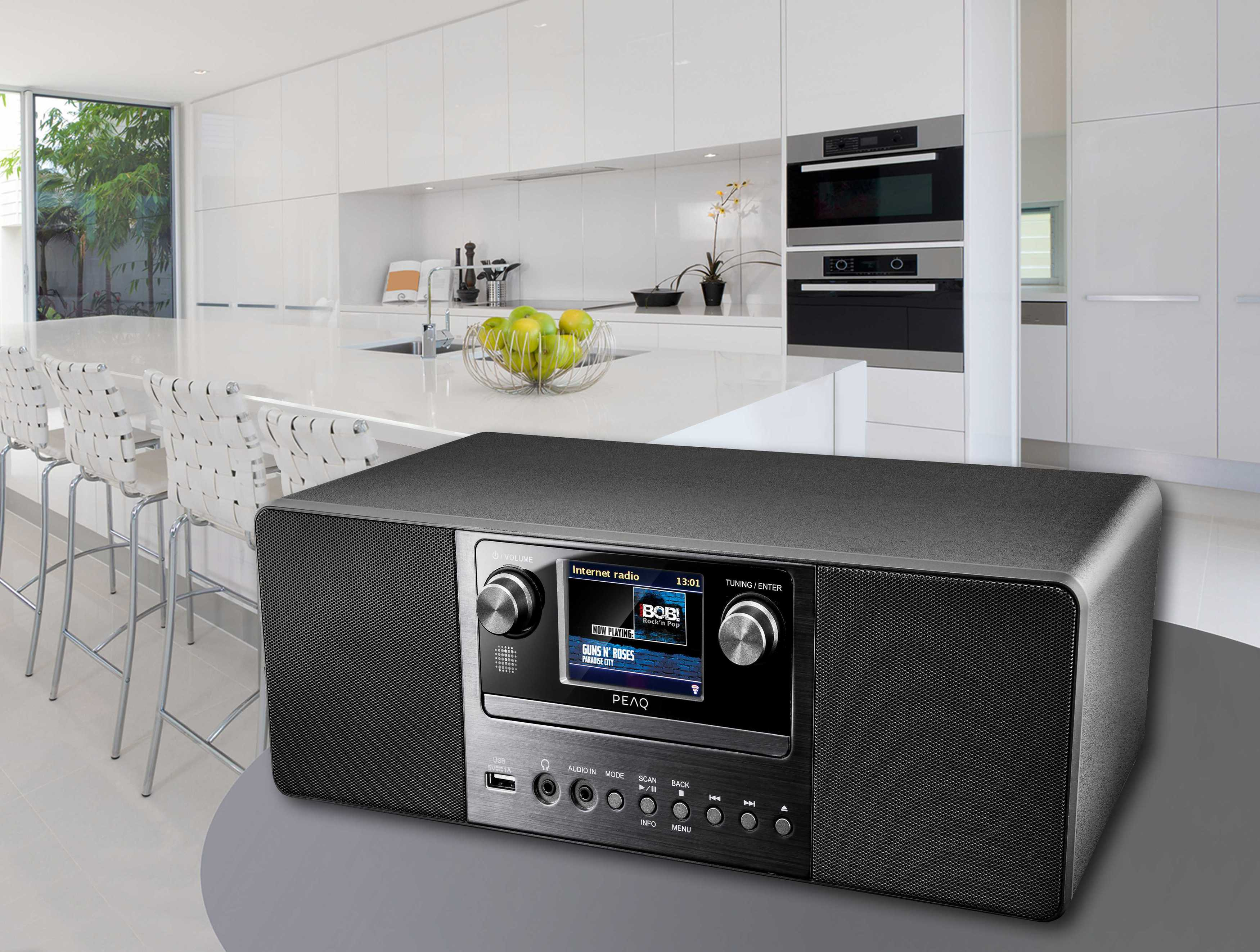 PEAQ PDR 360 BT-B DAB+ Internetradio, DAB+, FM, Internet Radio, Bluetooth, Schwarz/Grau