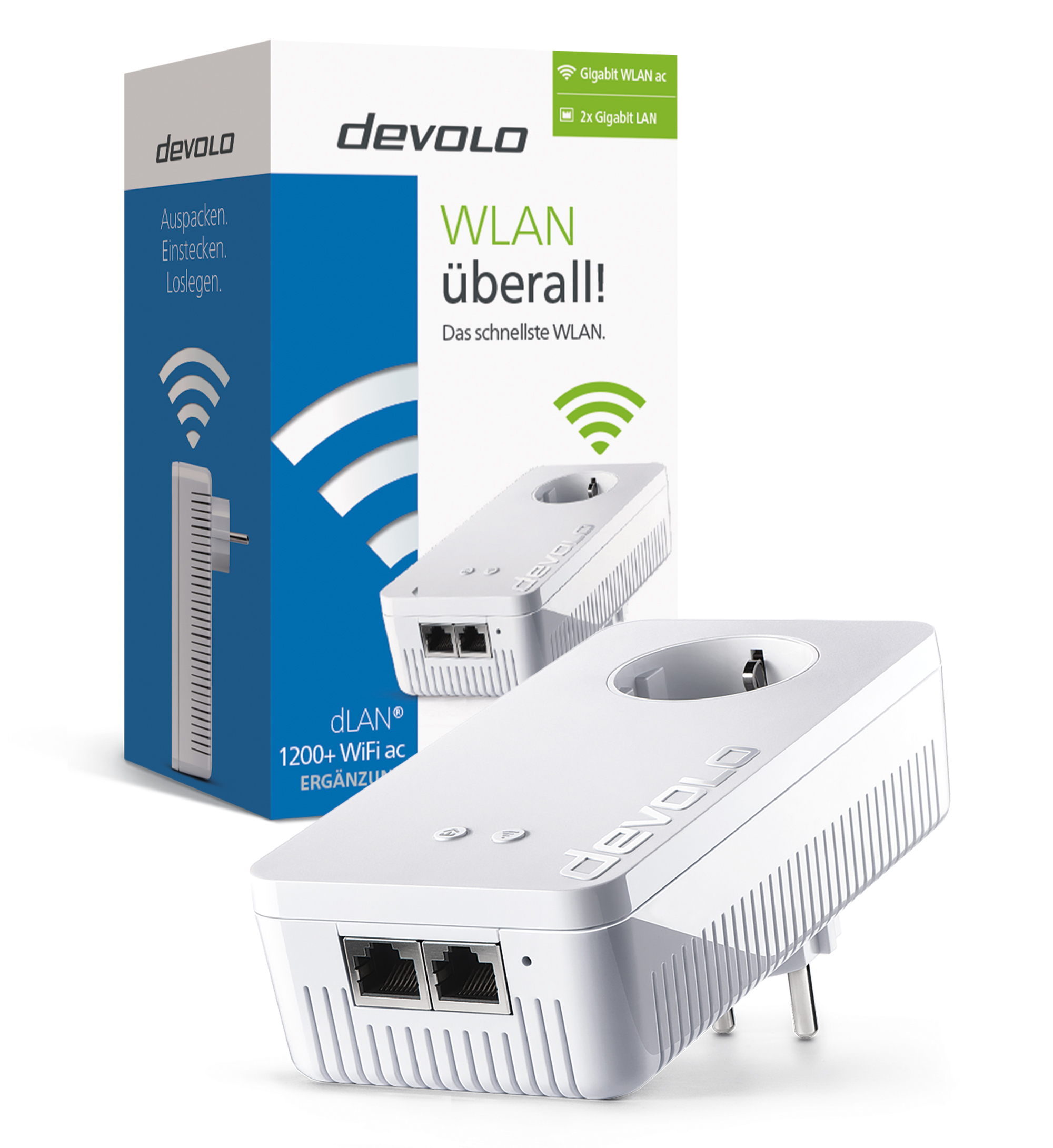 DEVOLO 9383 dLAN® 1200+ WiFi ac Powerline Adapter 1200 Mbit/s Kabellos und Kabelgebunden