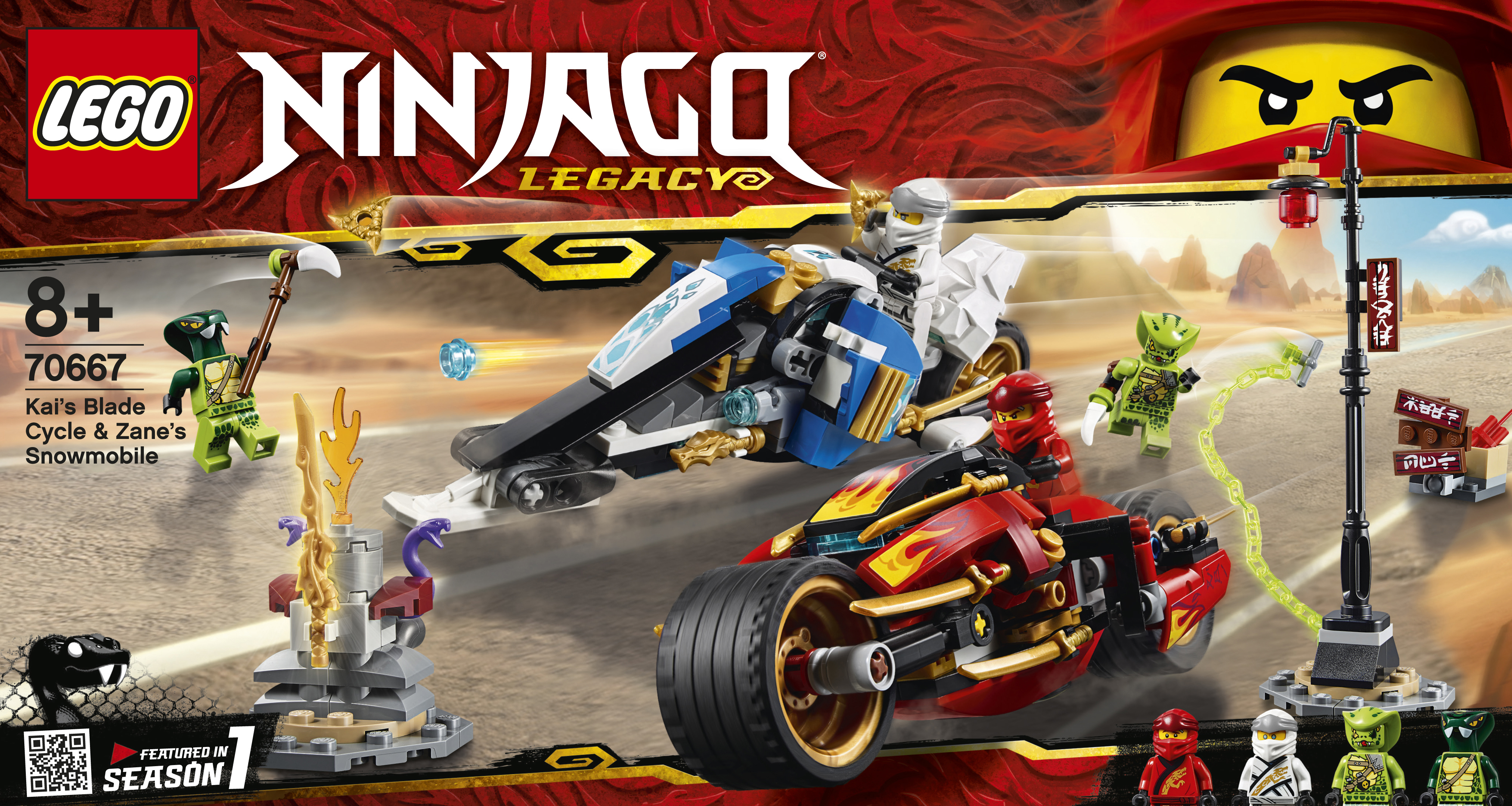 LEGO 70667 Kais Feuer-Bike & Zanes Schneemobil Bausatz, Mehrfarbig
