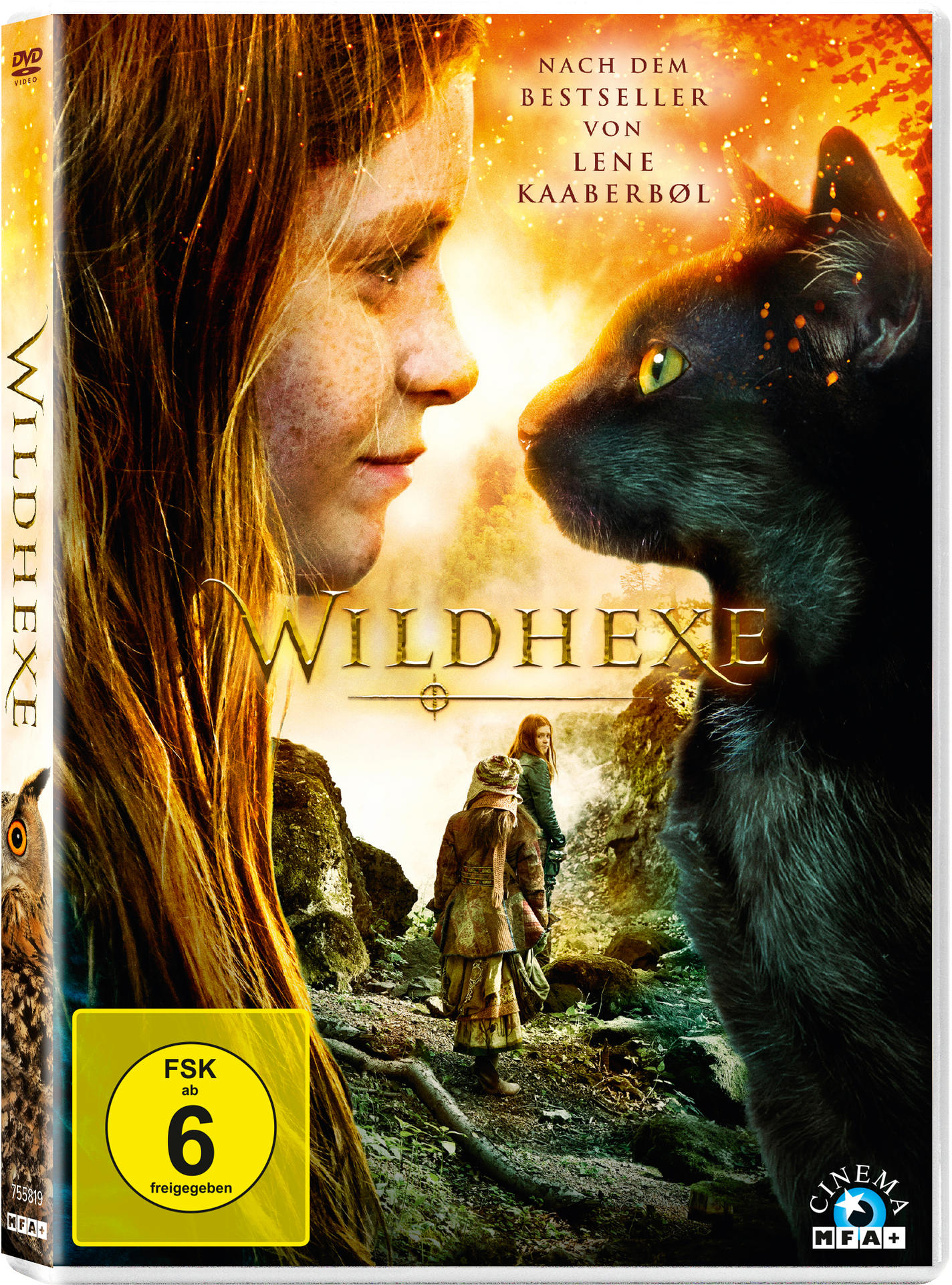 DVD-Cover mit Mädchen und Katze. Text: WILDHEHE, und eine Waldszene im Hintergrund.