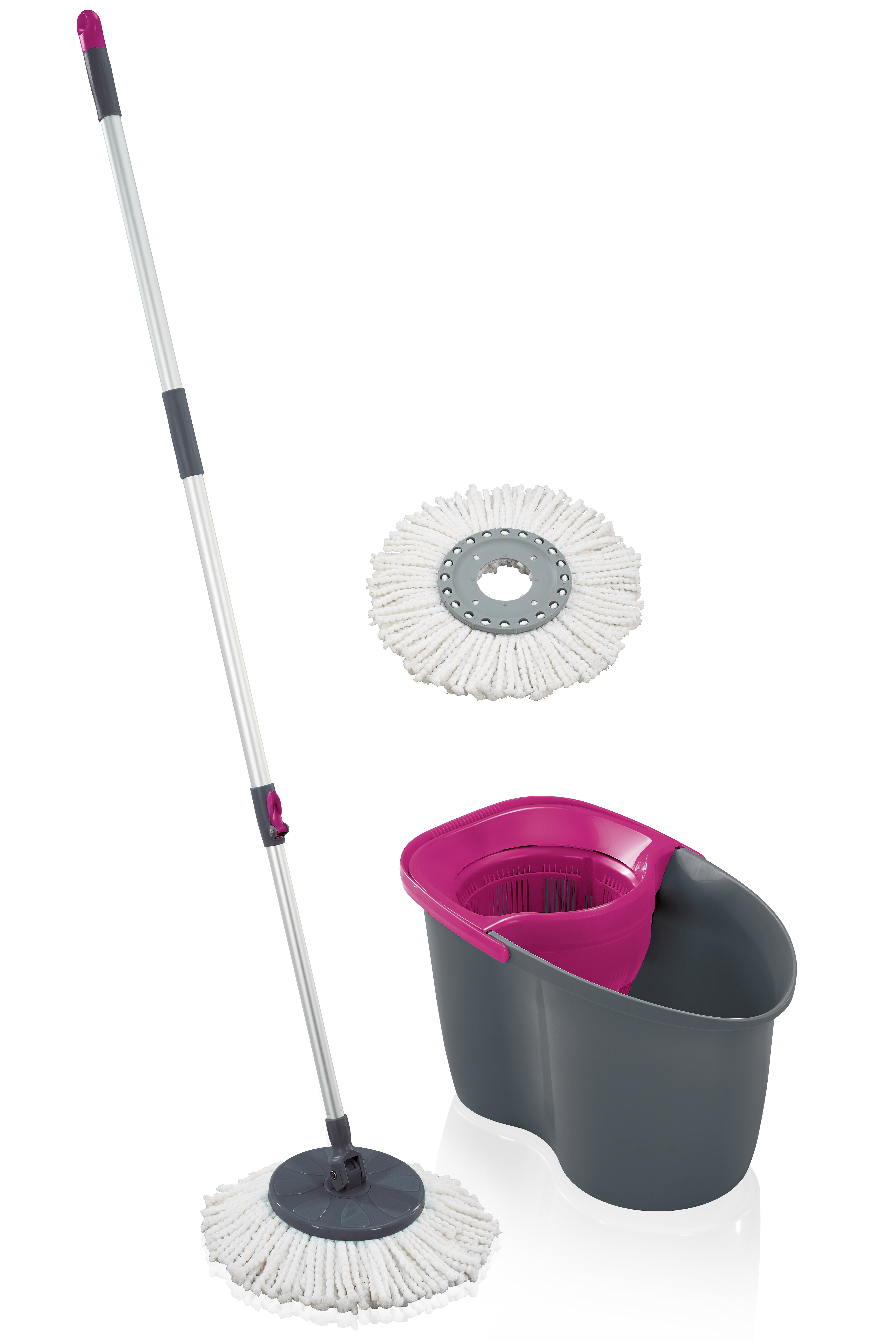 LEIFHEIT Disc Mop Set Rotation 60YE Rosa 55267 Bodenwischer, grau, rosa