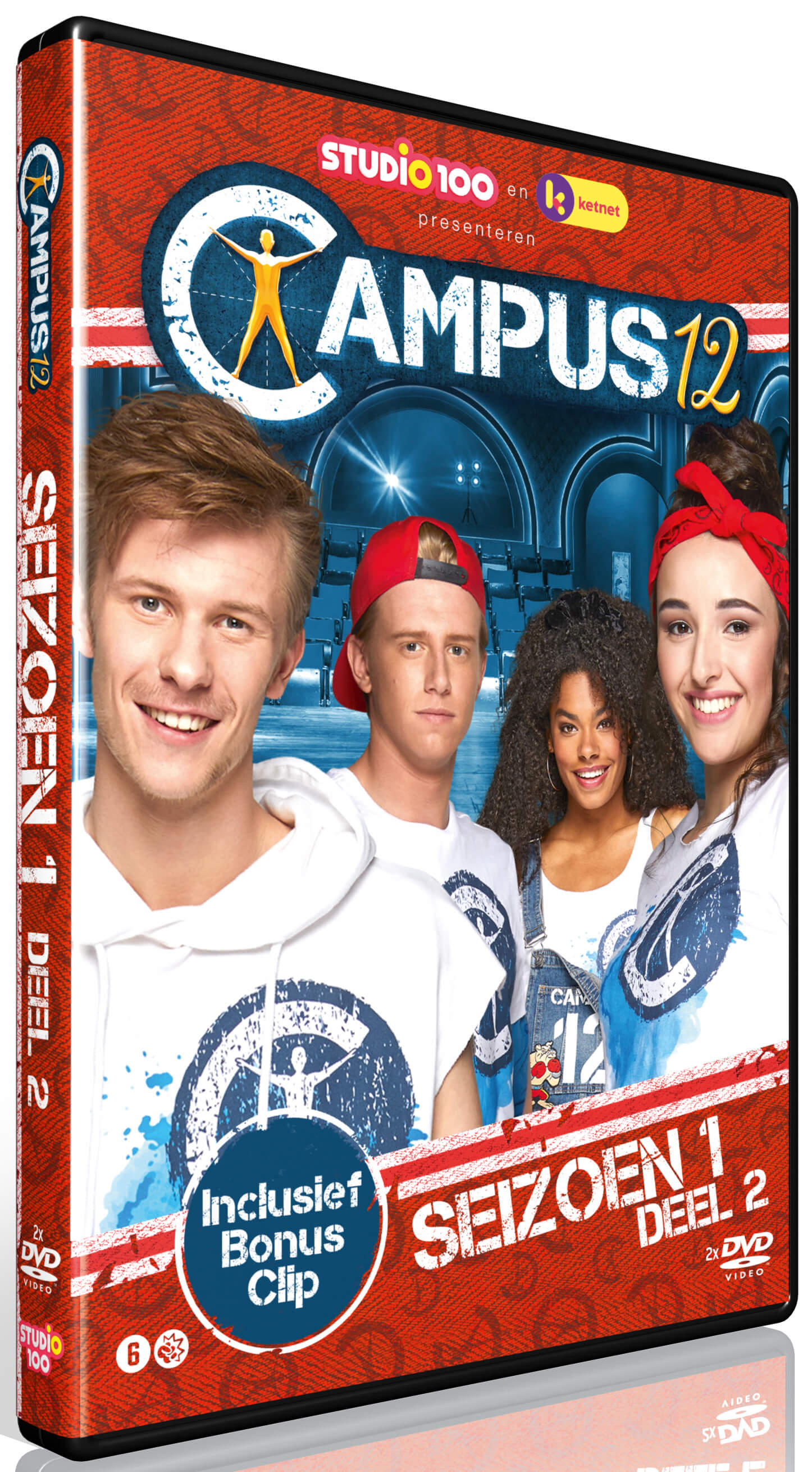 DVD case of Campus 12, season 1, part 2. Four young people are on the cover, smiling.