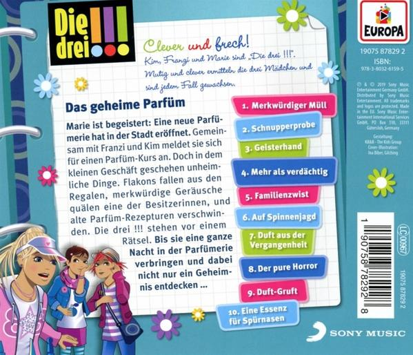 Rückseite eines Kinderbuchs, mit Illustrationen und Text auf Deutsch.