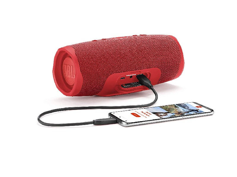 Altavoz portátil - JBL Charge 4, 30 W, Bluetooth, 7.500 mAh, Hasta 20 horas de reproducción, Rojo