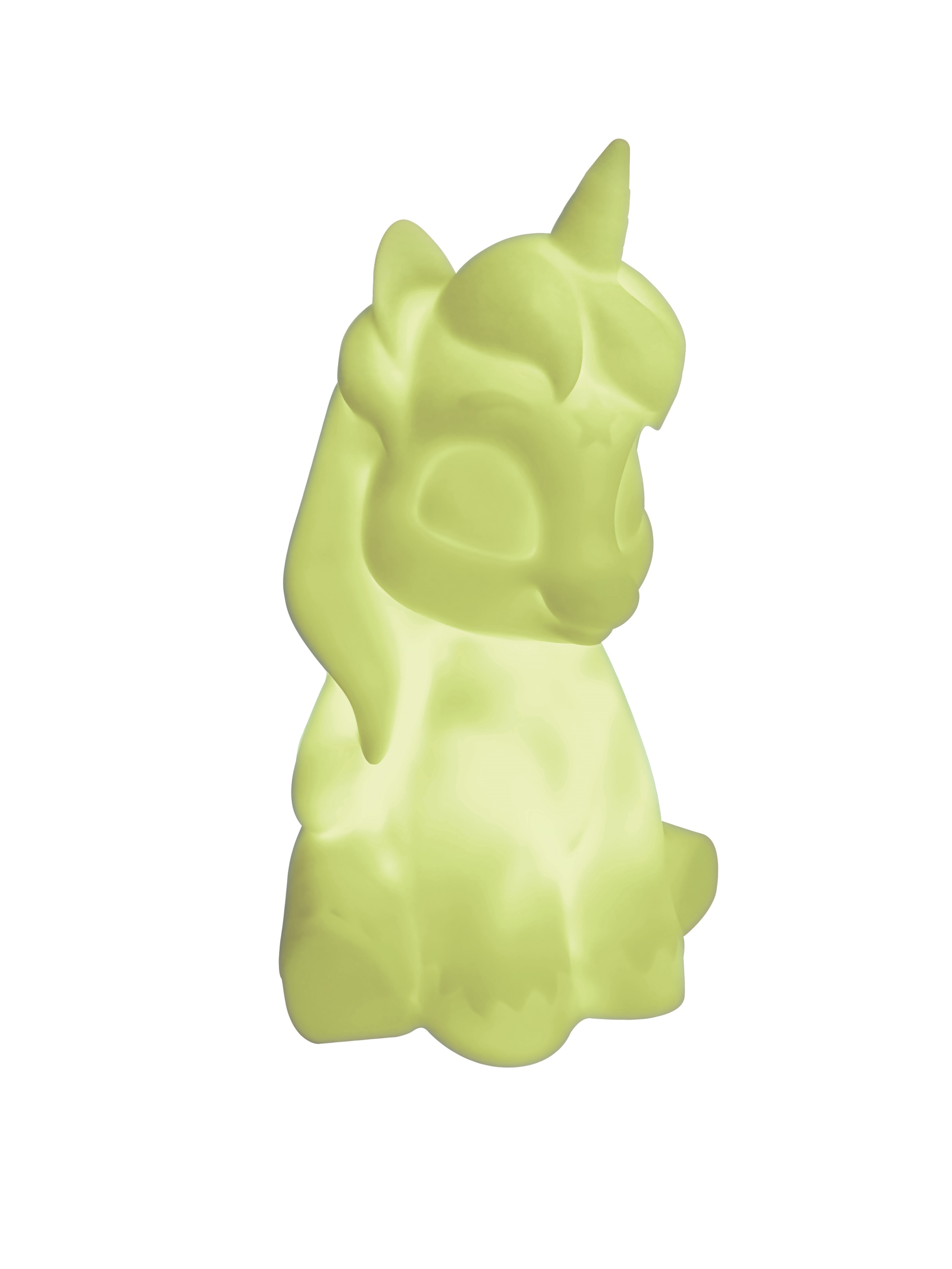 Ein leuchtendes grünes Einhorn-Nachtlicht, das ein sanftes Leuchten wirft.