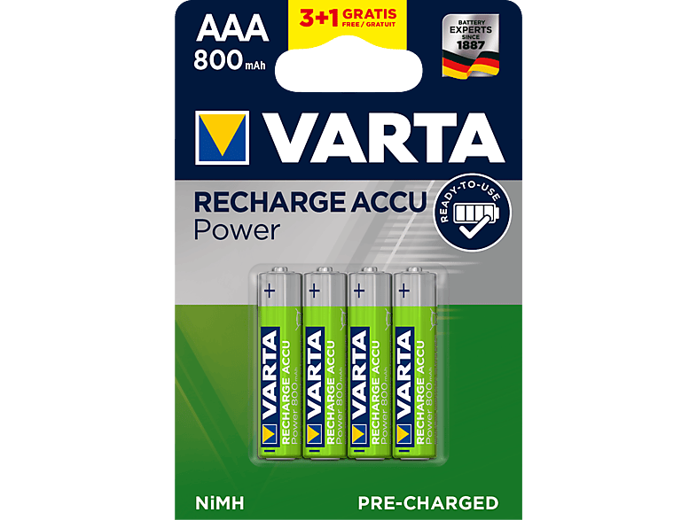 VARTA Oplaadbare NiMH batterij 4 x AAA 800 mAh (56703.101.494)