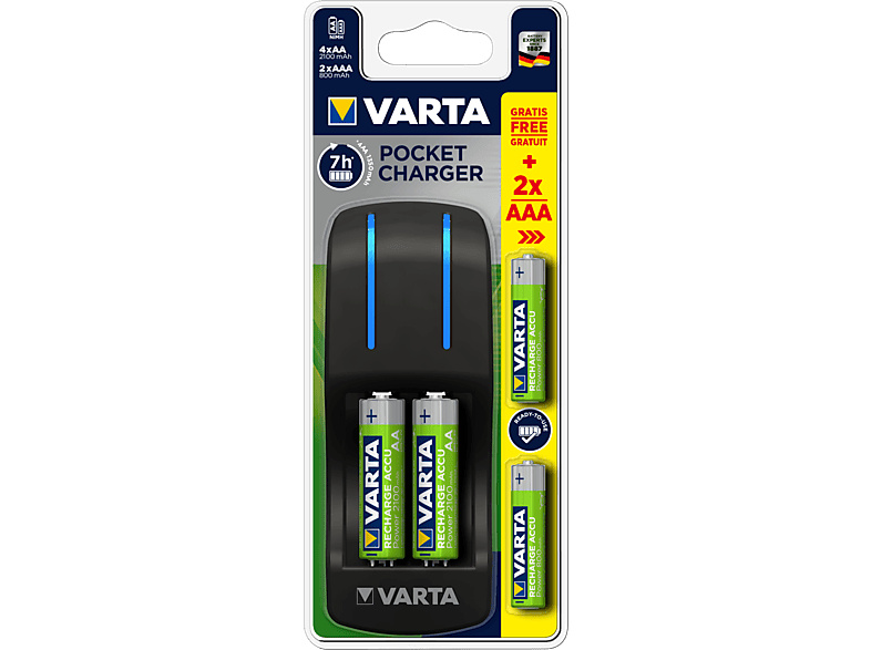 VARTA Batterijlader + 4 herlaadbare AA-batterijen 2100 mAh + 2 AAA-batterijen 800 mAh (57642301431)