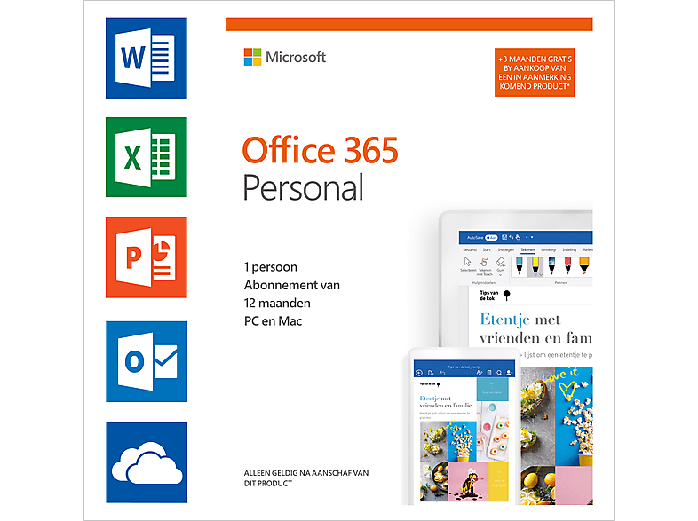 Office 365 Personal (NL) - 1 persoon - 12 + 3 maand gratis