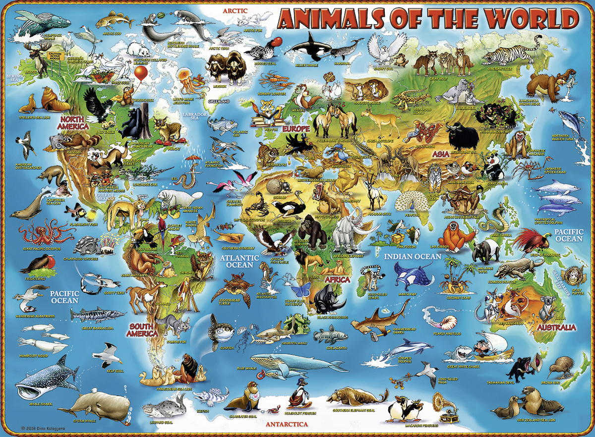 Mehrfarbig RAVENSBURGER Puzzle Welt um die Tiere rund