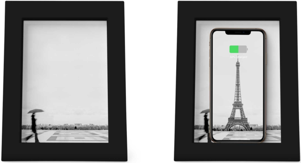 TWELVE SOUTH Powerpic Frame - Stylischer Bilderrahmen mit Kabelloses Ladegerät (Schwarz)