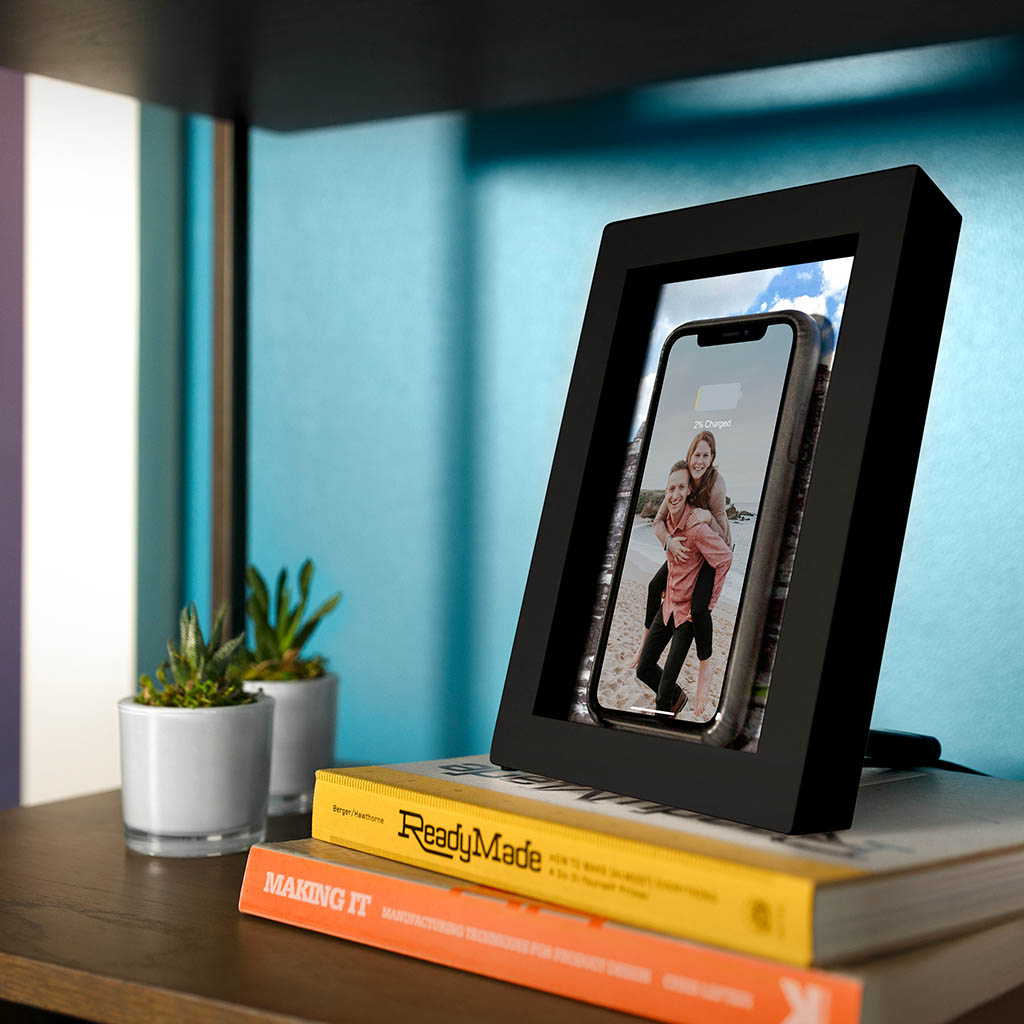TWELVE SOUTH Powerpic Frame - Stylischer Bilderrahmen mit Kabelloses Ladegerät (Schwarz)