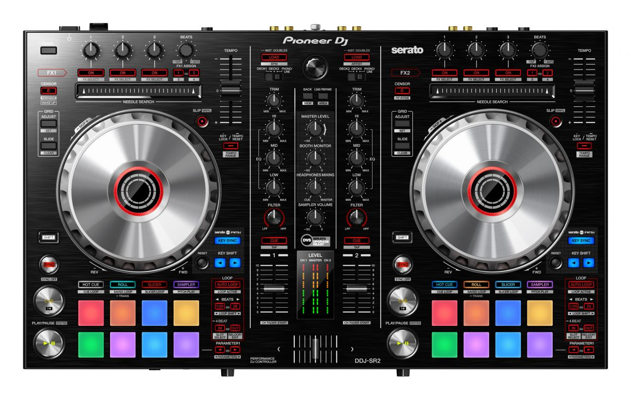 Controlador DJ - Pioneer DDJ-SR2, 2 canales Serato DJ Pro, 2 Phono