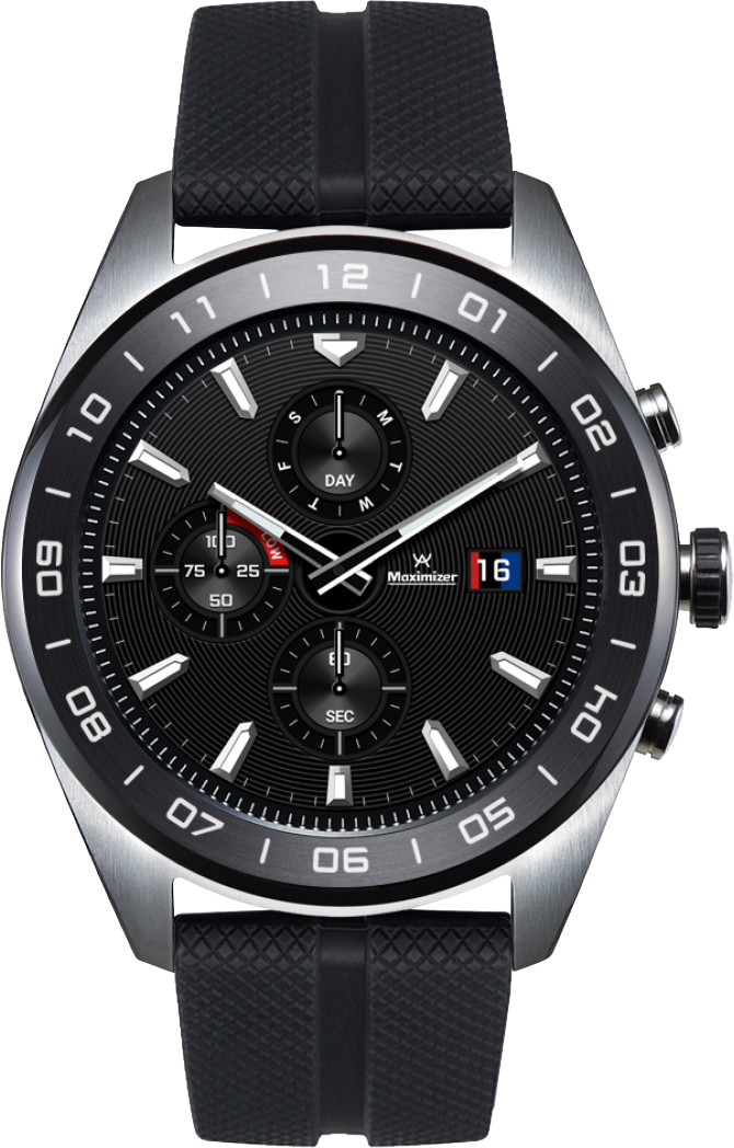 LG Watch W7 Smartwatch Edelstahl Gummi, 22 mm, Schwarz/Silber